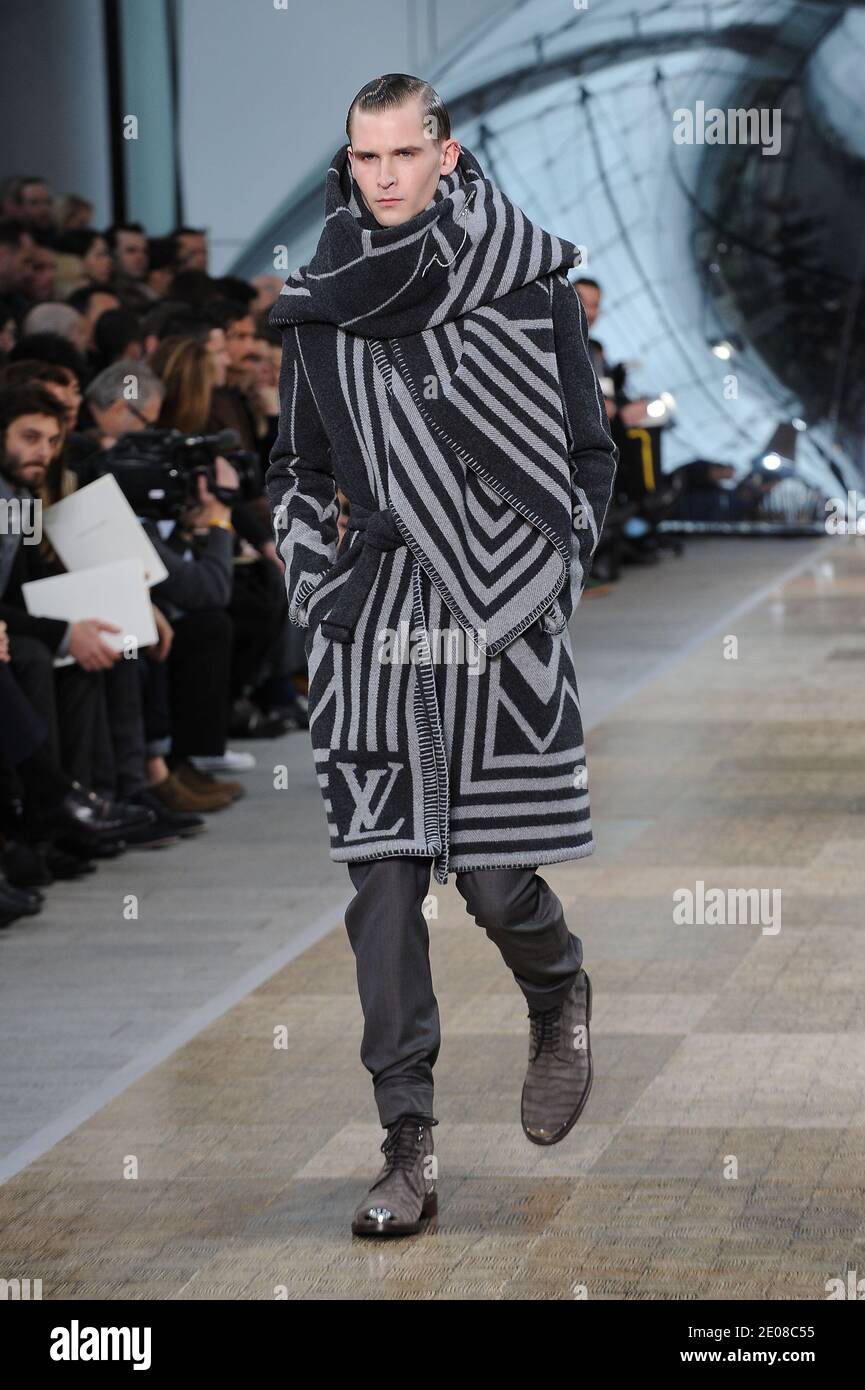 A model wears a creation for Louis Vuitton men's Fall-Winter 2012