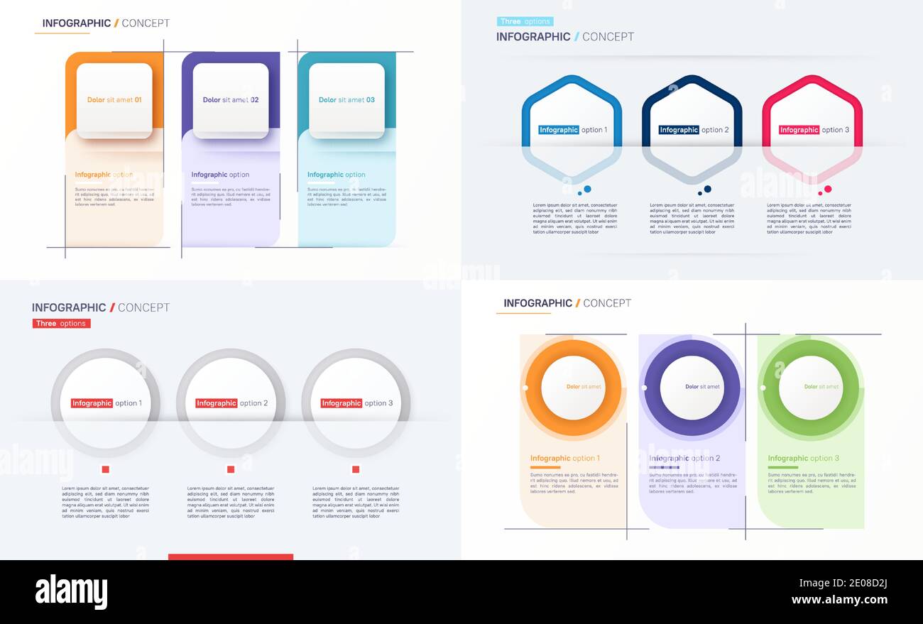 Set of modern vector infographic concept template. Three options Stock ...