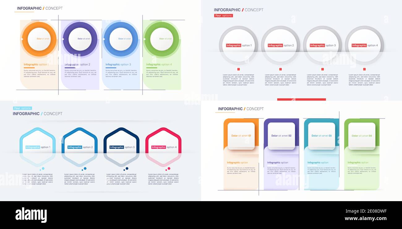 Set of modern vector infographic concept template. Four options Stock ...