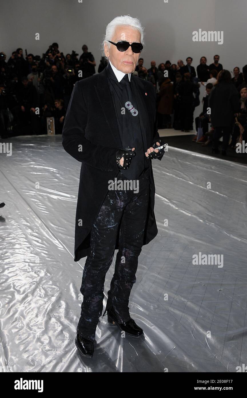 Karl Lagerfeld attends Christian Dior men s Fall Winter 2012 2013 collection show as part of the Paris Fashion Week France January 21 2012. Photo by Nicolas Briquet ABACAPRESS.COM Stock Photo Alamy