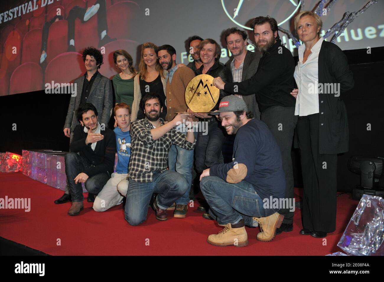 Radiostars' film crew Clovis Cornillac, Pascal Demolon, Come Levin, Douglas  Attal, Romain Levy and Manu Payet pose with Jury Gilles Lellouche, Alice  Taglioni, Muriel Robin, Virginie Efira, Jean-Paul Rouve and Clement Sibony