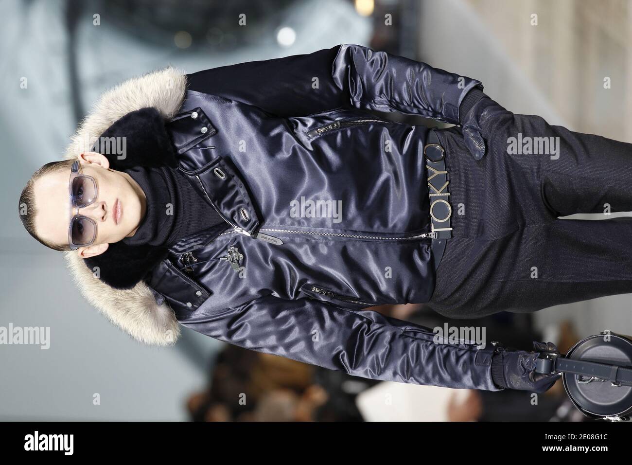 A model wears a creation by Kim Jones for Louis Vuitton men's Fall-Winter 2012-2013 collection presentation as part of the Paris Fashion Week, France, January 19, 2012. Photo by Alain Gil-Gonzalez/ABACAPRESS.COM Stock Photo