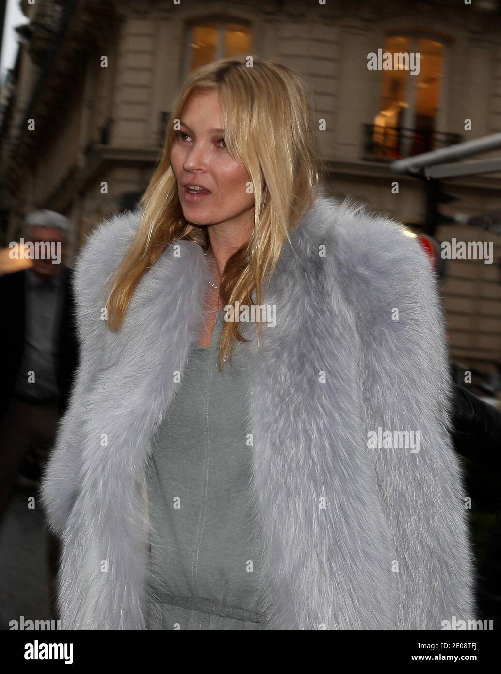 British supermodel Kate Moss is spotted leaving the restaurant L'Avenue after lunch and heading to Le Fumoir, in Paris, France on January 25, 2012. Photo by ABACAPRESS.COM Stock Photo