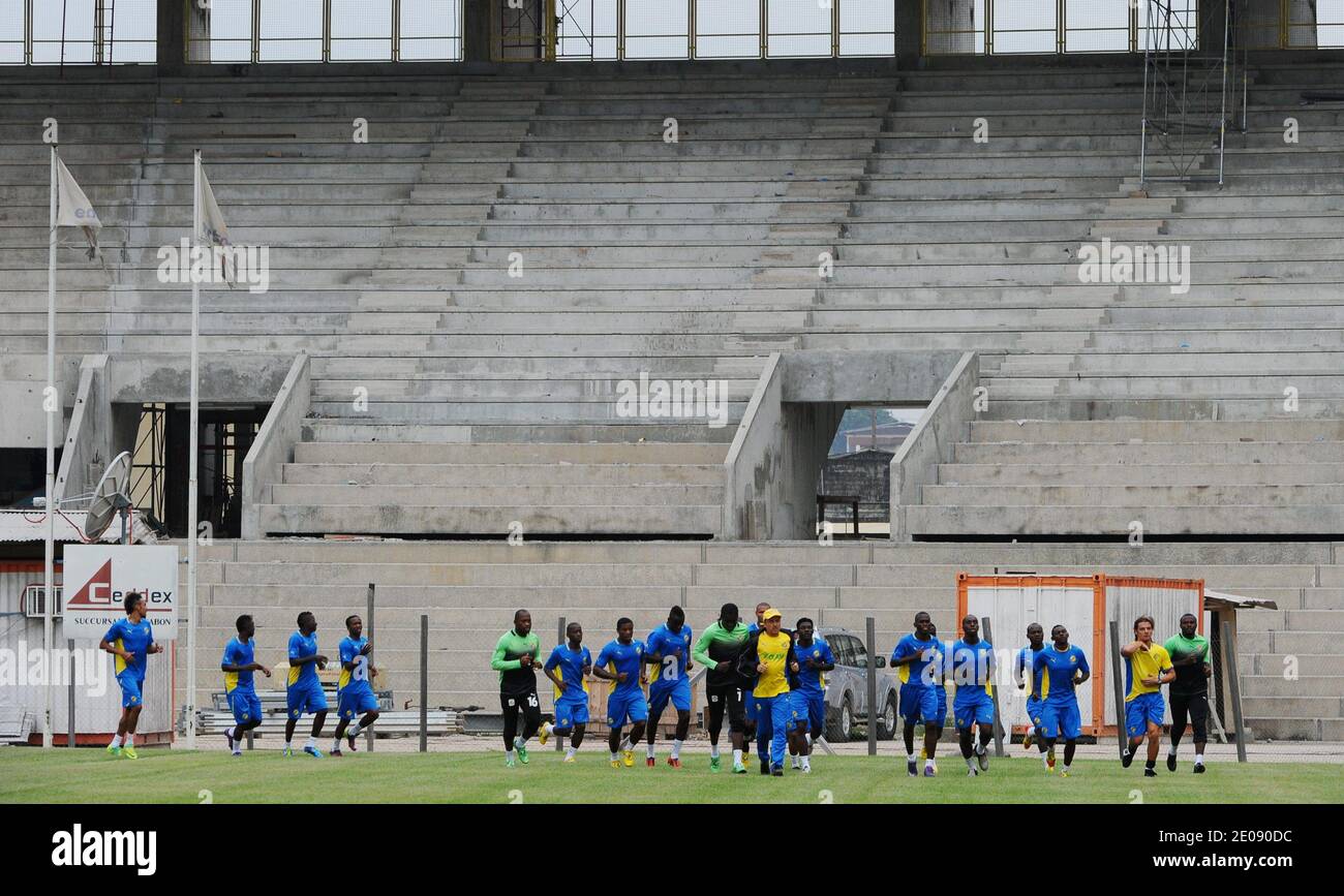 Gabon national football team during a training session during the