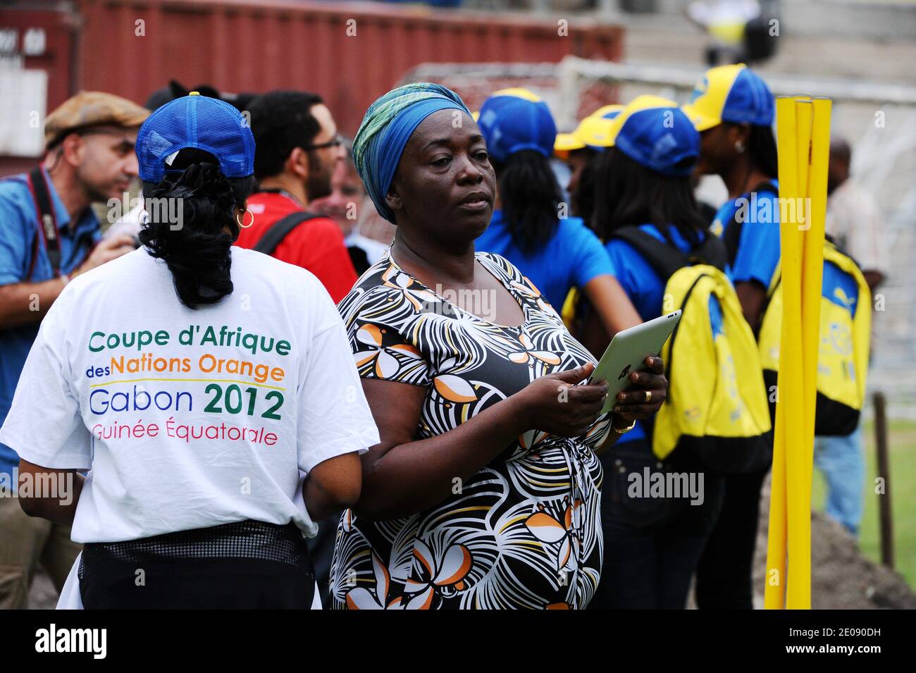 Gabon national football team during a training session during the