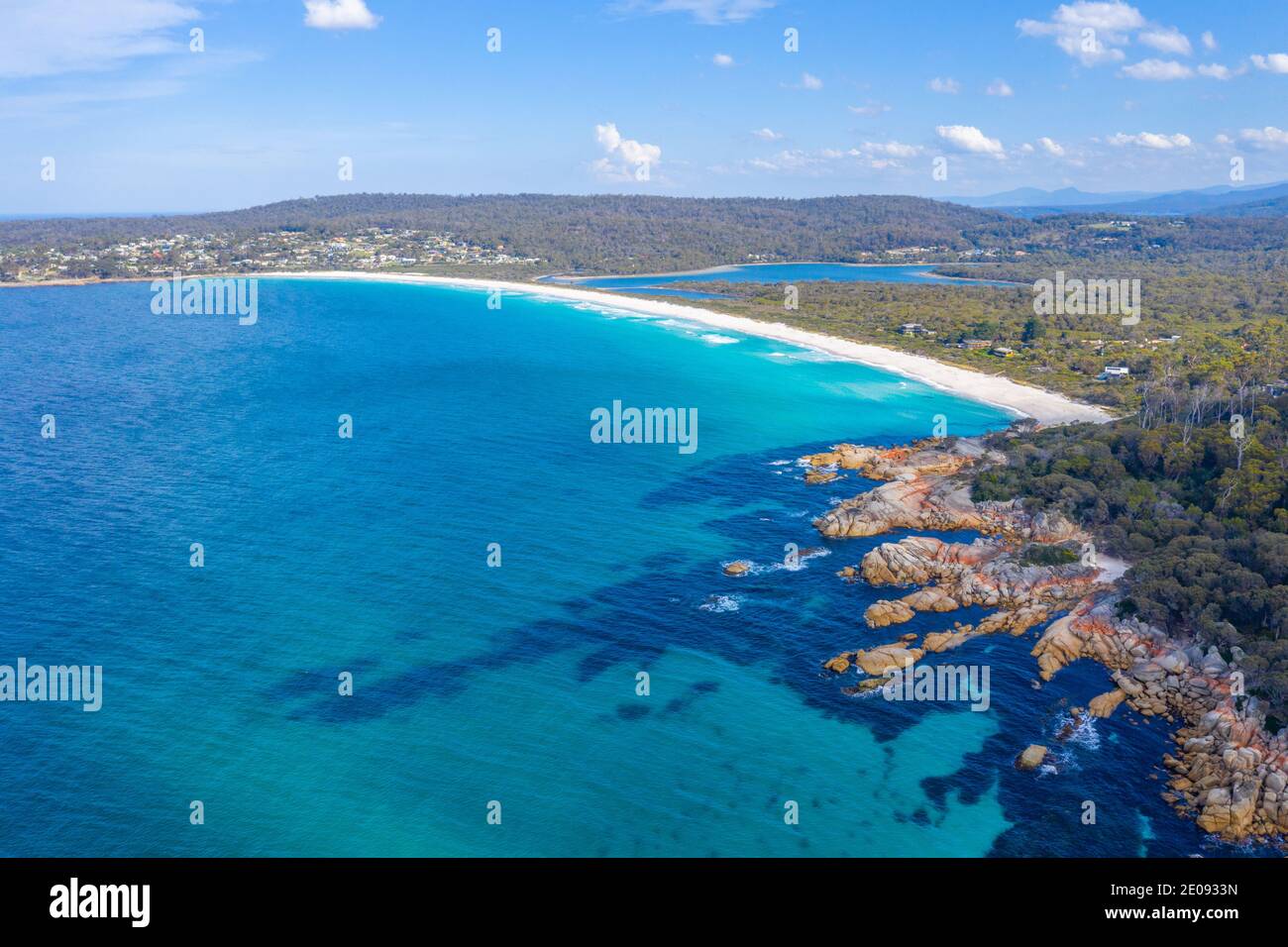 Aerial view of Binalong bay in Tasmania, Australia Stock Photo Alamy
