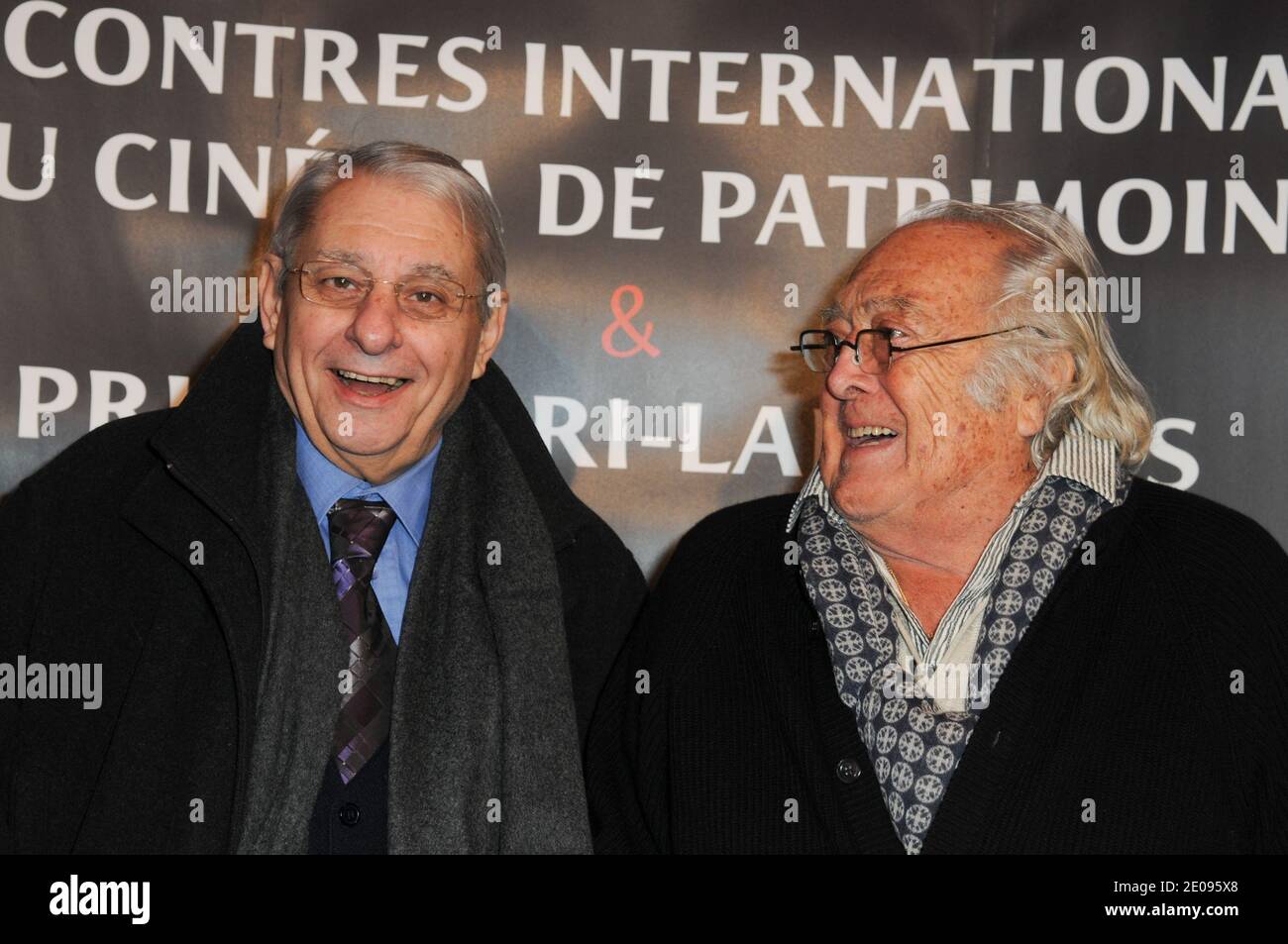 Henri Guybet and Georges Lautner attending the 7th International Meeting of Cinema and Henri Langlois Award Closing Ceremony held at Vincennes City Hall near Paris, France on January 30, 2012. Photo by Mireille Ampilhac/ABACAPRESS.COM Stock Photo
