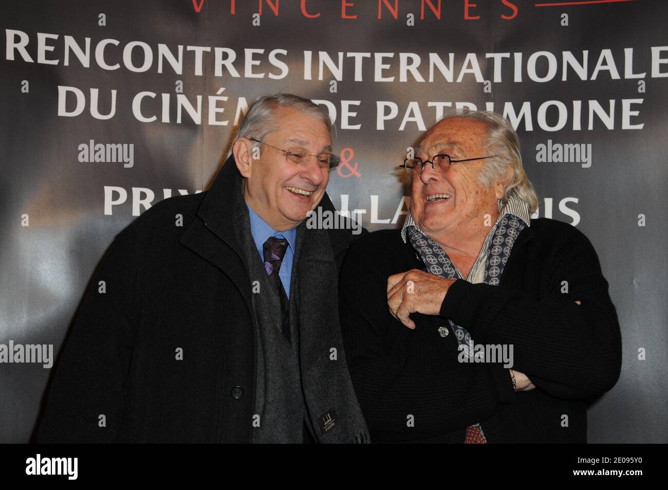 Henri Guybet and Georges Lautner attending the 7th International Meeting of Cinema and Henri Langlois Award Closing Ceremony held at Vincennes City Hall near Paris, France on January 30, 2012. Photo by Mireille Ampilhac/ABACAPRESS.COM Stock Photo
