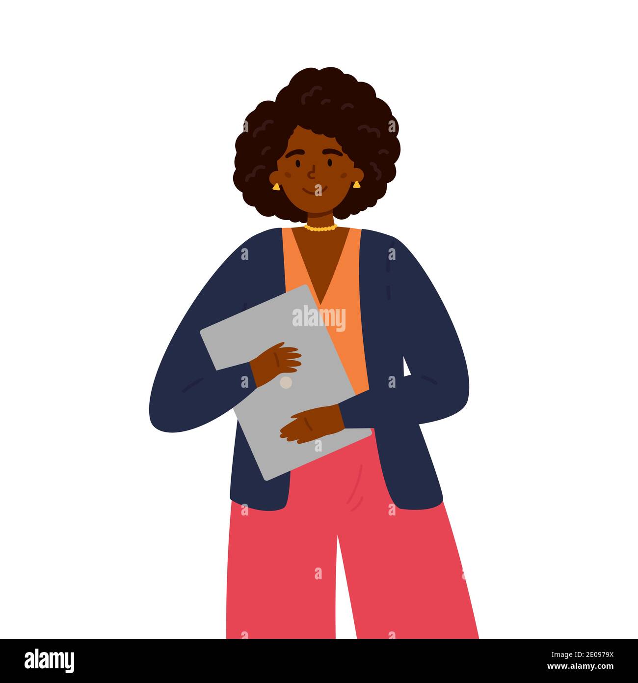 Business woman holding a laptop. Stock Vector