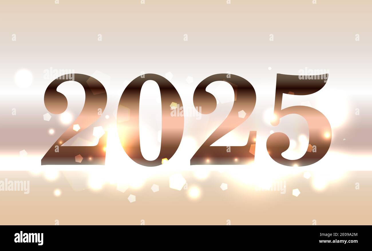 The year 2025 new year concept with glowing lights illustration Stock Photo Alamy