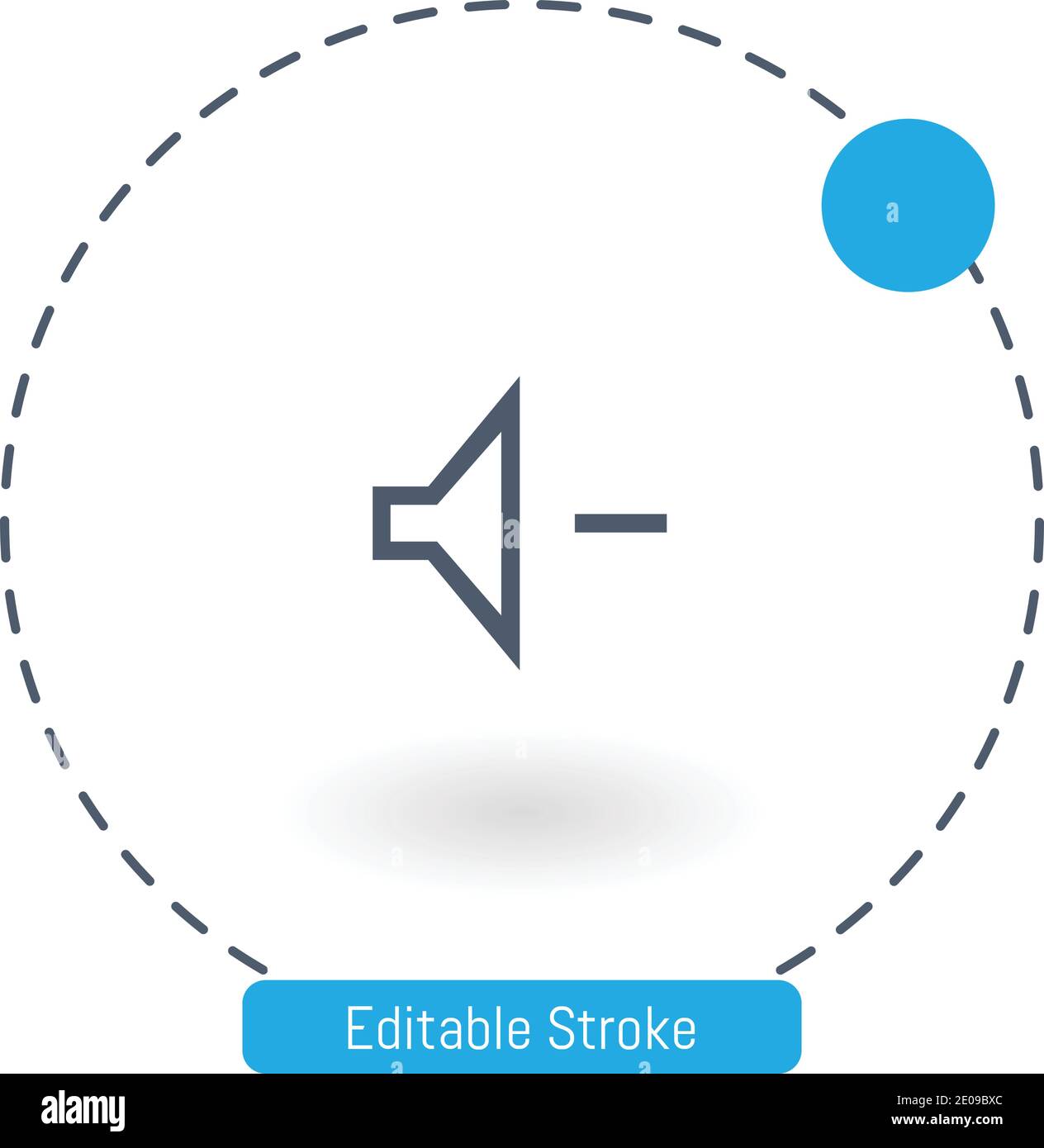 speaker less volume outlined interface sign vector icon editable stroke outline icons for web and mobile Stock Vector