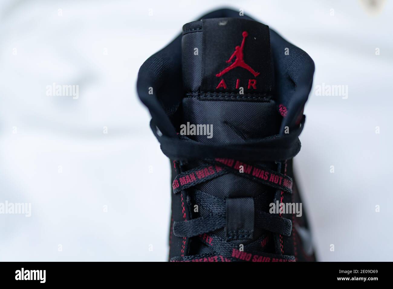 Red Black and white Nike Jordan 1 23 basketball sneakers culture red stitches Michael Jordan Chicago Bulls Stock Photo Alamy