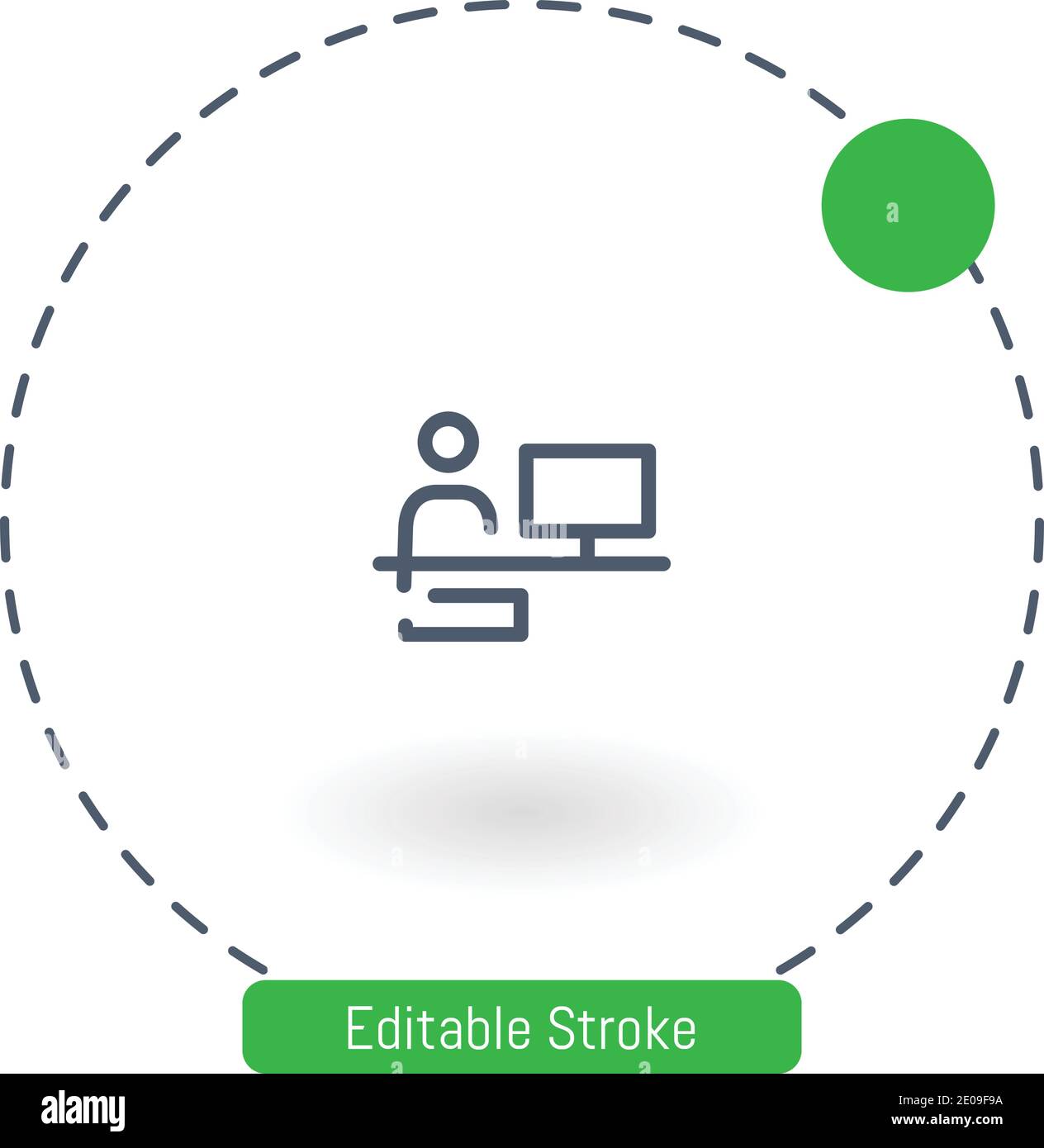 working on a pc vector icon editable stroke outline icons for web and mobile Stock Vector
