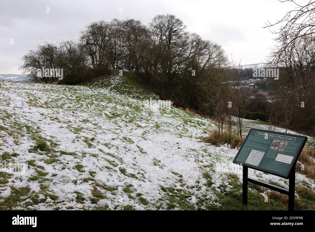 Motte and Bailey Castle at Bakewell in the Derbyshire Peak District