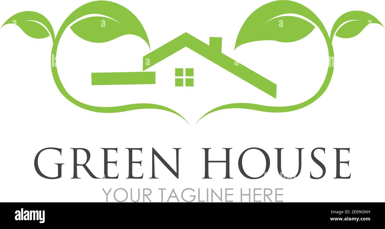 Green House Logo Template Design Vector Illustration Stock Vector