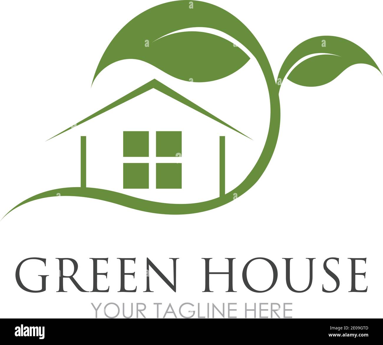 Green House Logo Template Design Vector Illustration Stock Vector