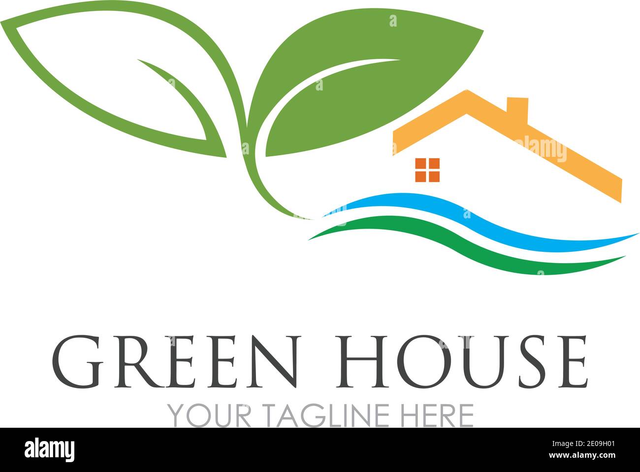 Green House Logo Template Design Vector Illustration Stock Vector