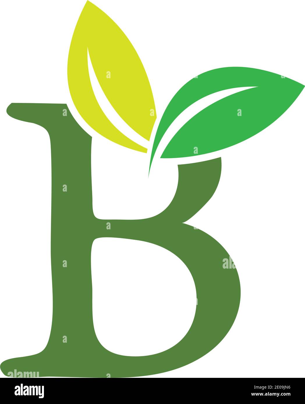 Green leaf and letter B monogram logo design vector Stock Vector Image ...