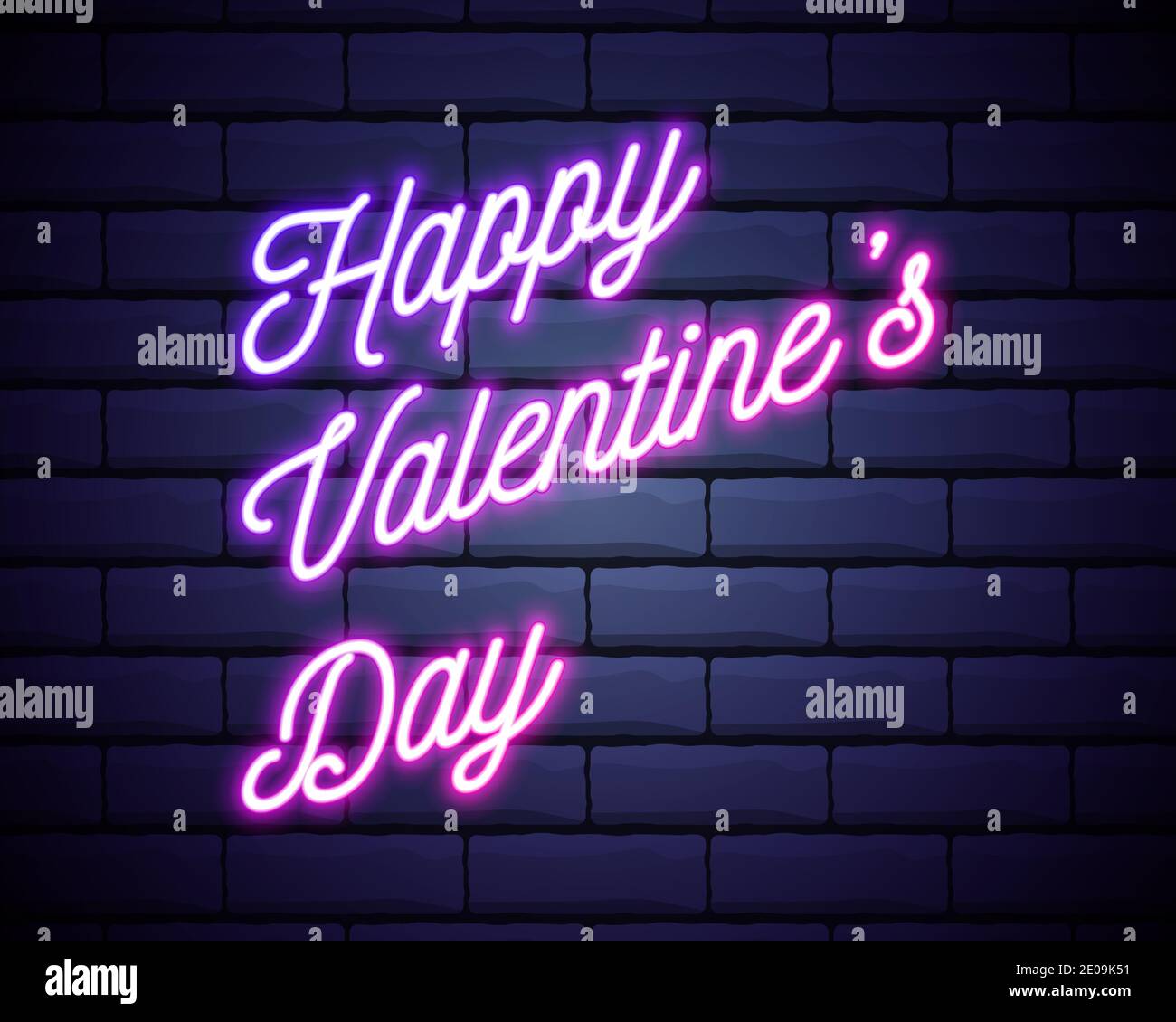 Happy Valentine Day 3d neon banner on dark brick wall background. Retro  sign with pink glowing text on it. Easy to edit vector template for  Valentine Stock Vector Image & Art -