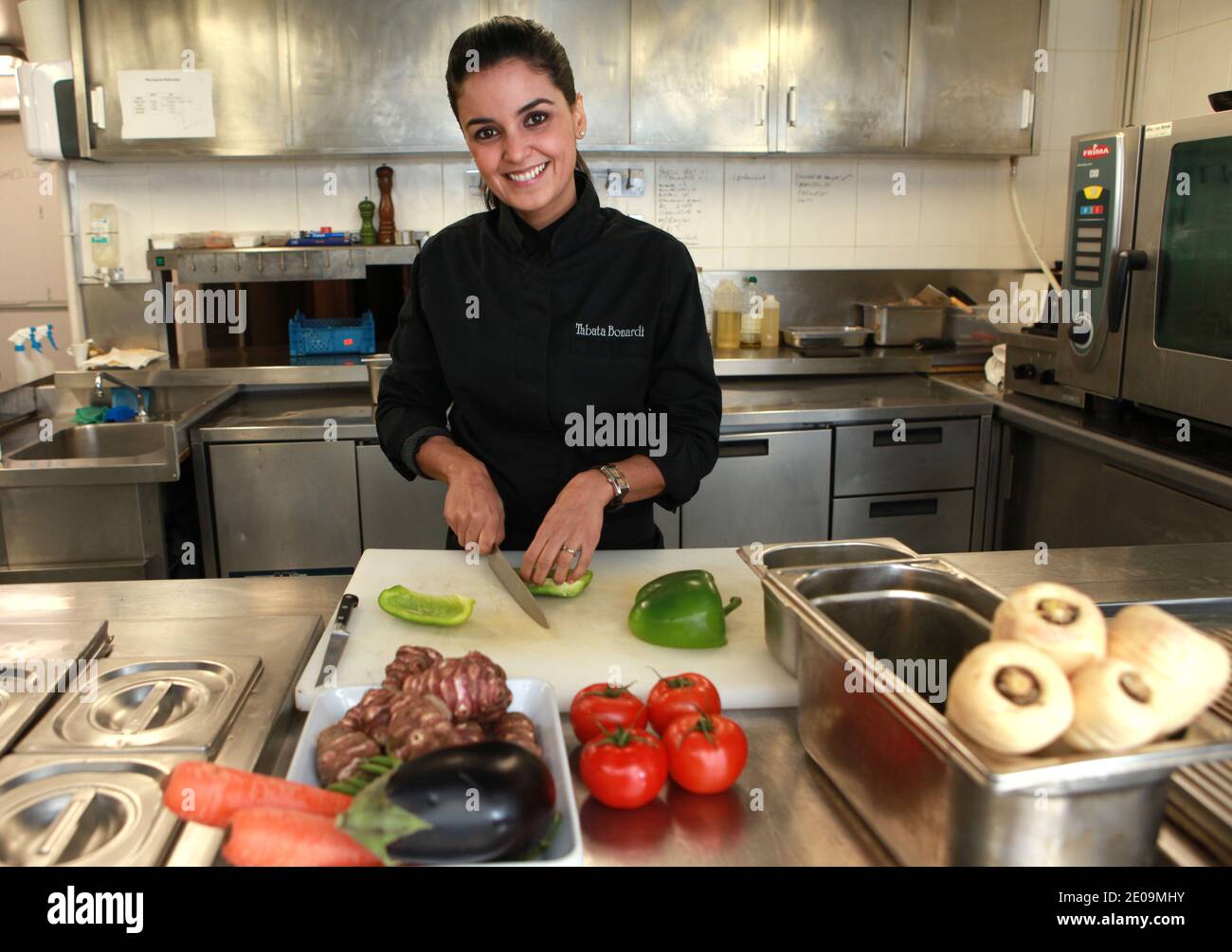 EXCLUSIVE - M6 TV Show 'Top Chef' cooking contest candidate, brazilian-born Tabata Bonardi pictured in Lyon, France on February 1st, 2012. Photo by Vincent Dargent/ABACAPRESS.COM Stock Photo