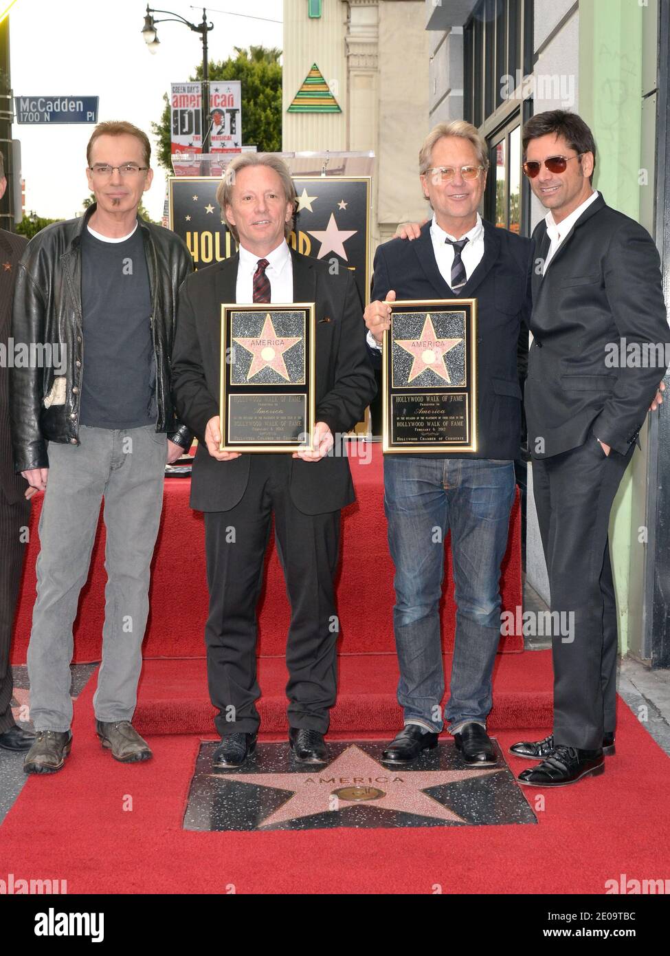 Gerry Beckley, Dewey Bunnell, Billy Bob Thornton, and John Stamos
