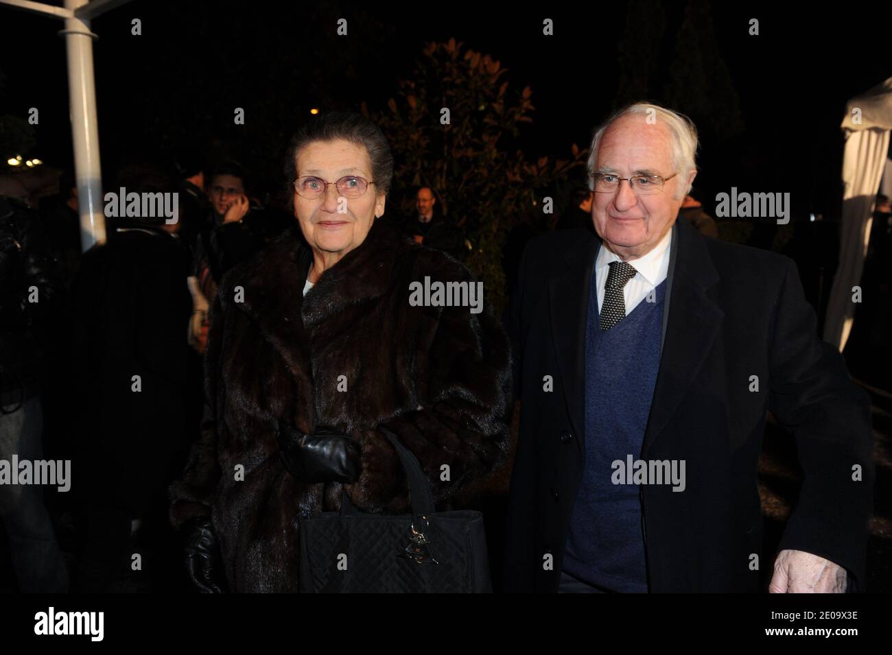 Simone Veil and husband Antoine arrive to attend the annual Representative Council of France's Jewish Associations (CRIF) dinner at the Pavillon d'Armenonville in Paris, France on February 8, 2012. Photo by Ammar Abd Rabbo/ABACAPRESS.COM Stock Photo