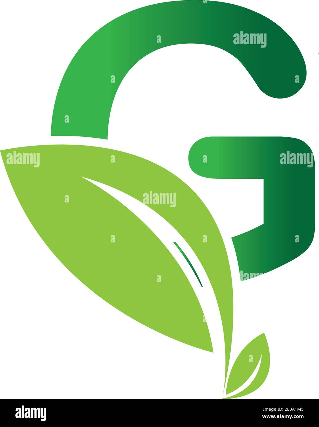 green eco leaf letter G logo illustration design template Stock Vector ...