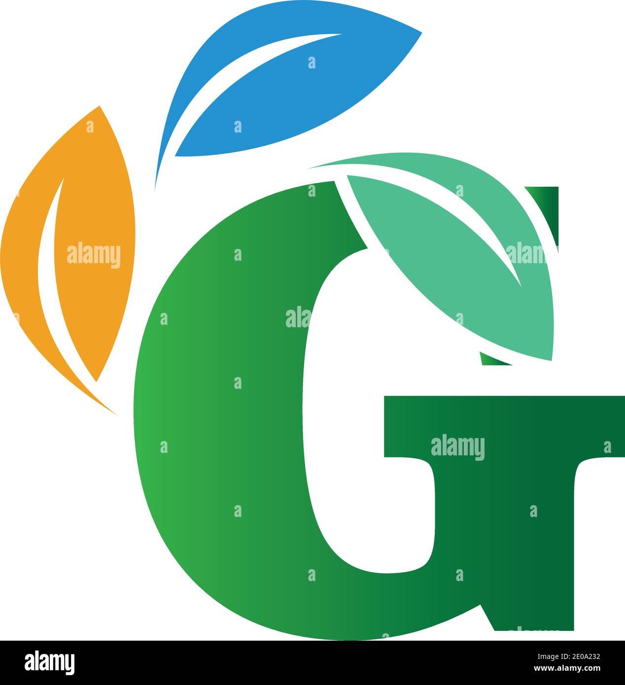 green eco leaf letter G logo illustration design template Stock Vector ...