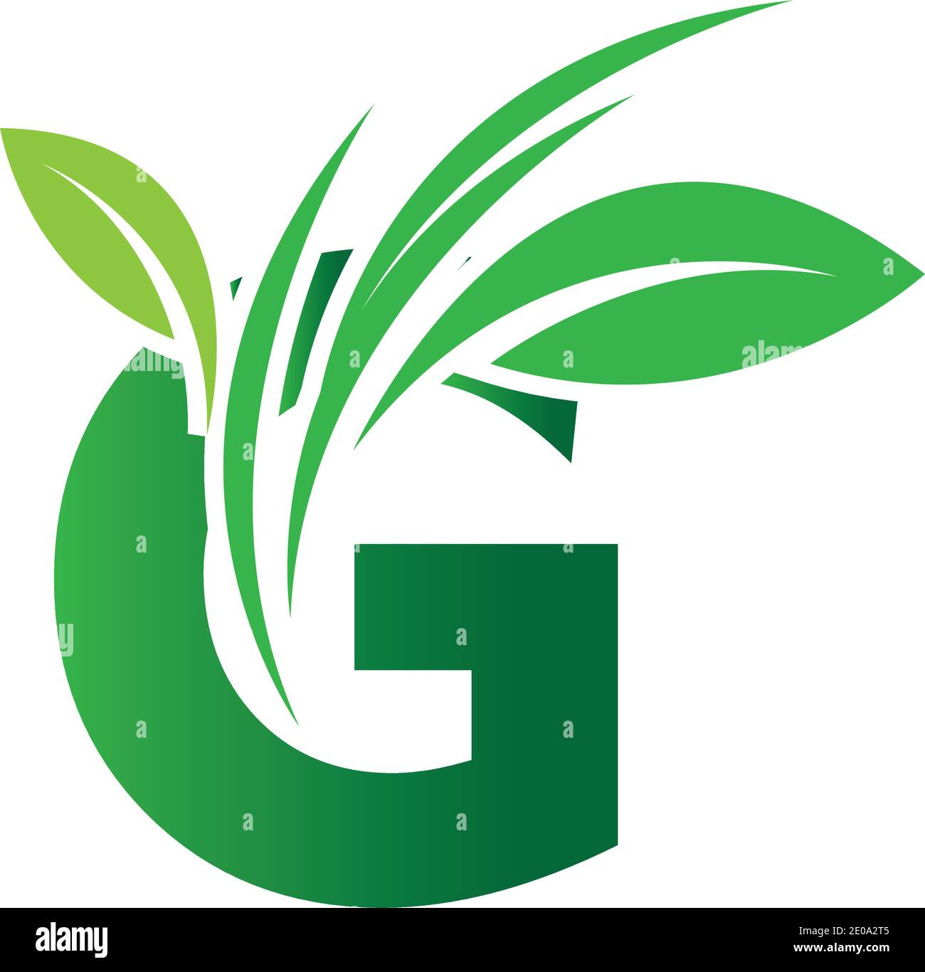 green eco leaf letter G logo illustration design template Stock Vector ...