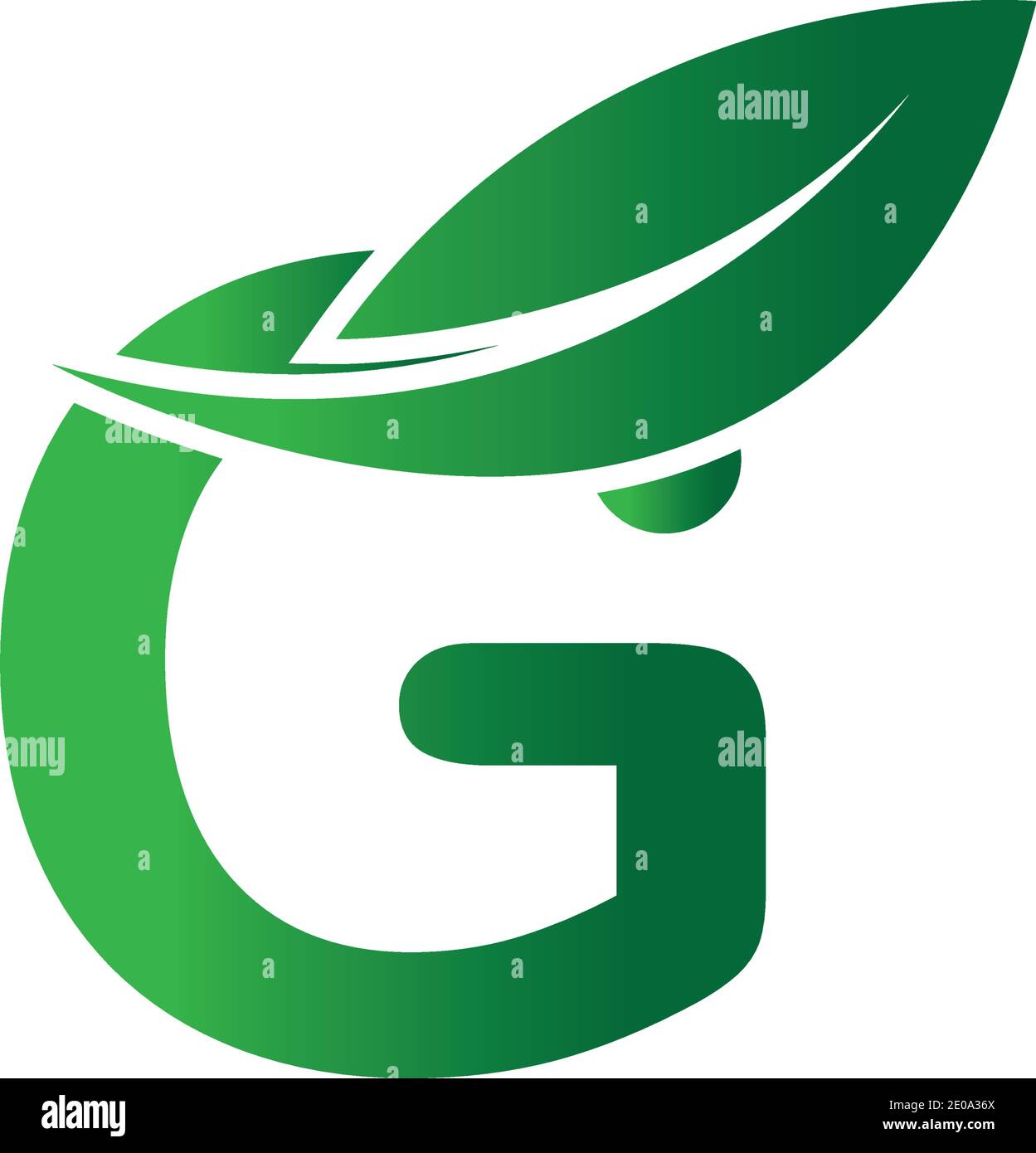green eco leaf letter G logo illustration design template Stock Vector ...
