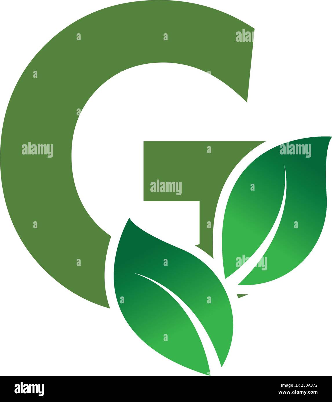 green eco leaf letter G logo illustration design template Stock Vector ...
