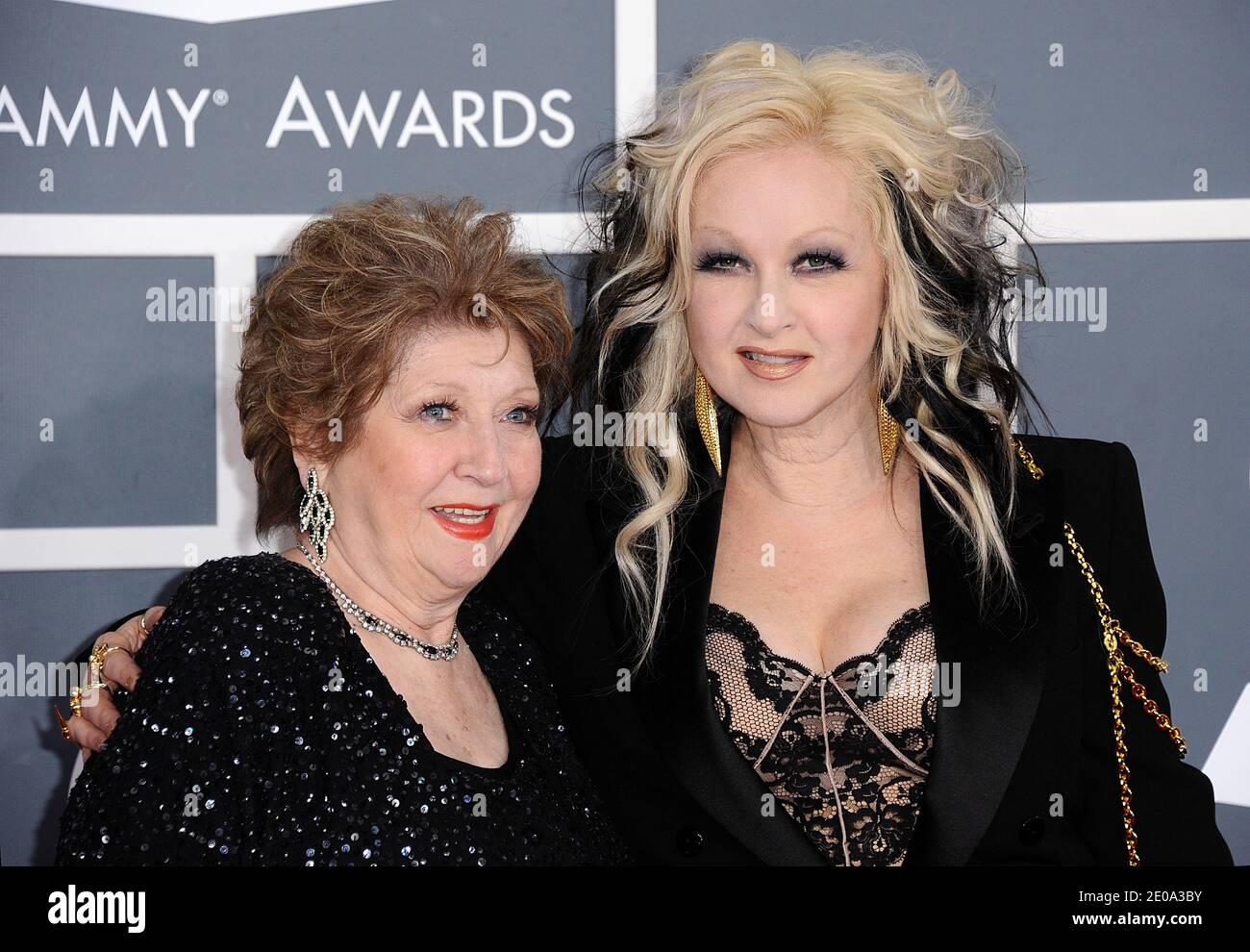 Cyndi Lauper and Catrine Dominique (left) arriving at the 54th Annual Grammy Awards held at the Staples Center in Los Angeles, CA, USA on February 12, 2012. Photo by Lionel Hahn/ABACAPRESS.COM Stock Photo