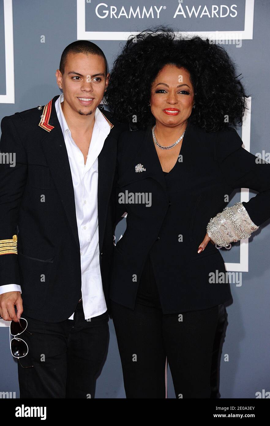 Diana Ross and Evan Ross arriving at the 54th Annual Grammy Awards held ...