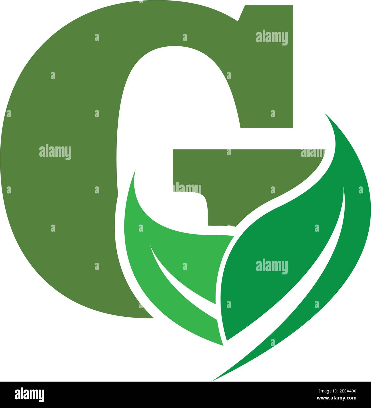 green eco leaf letter G logo illustration design template Stock Vector ...