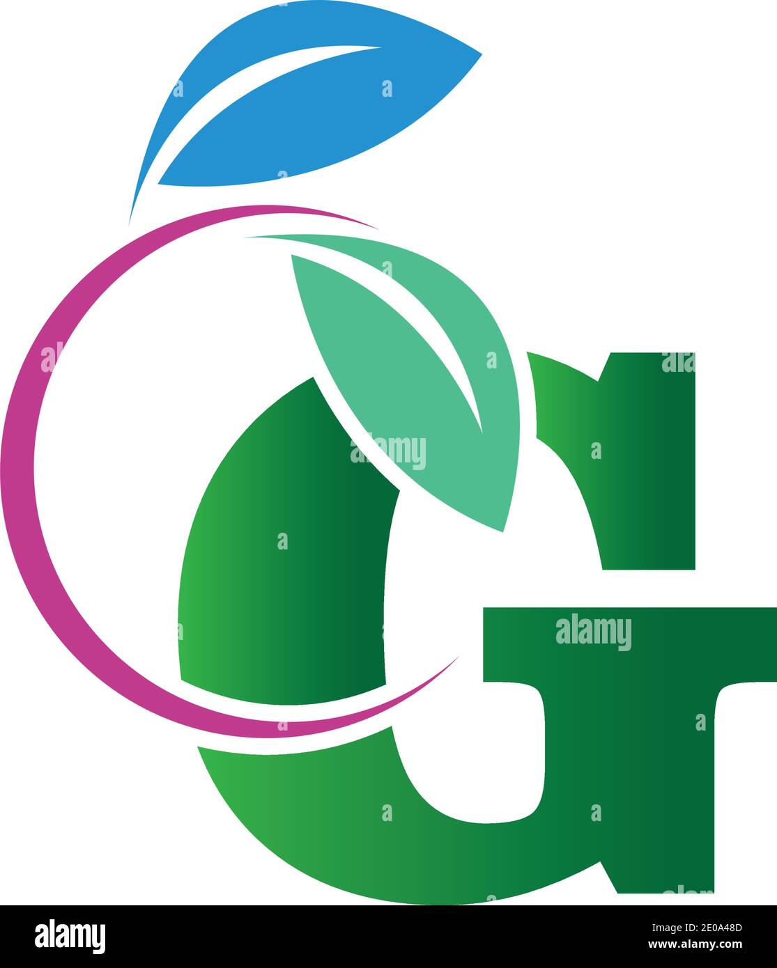green eco leaf letter G logo illustration design template Stock Vector ...