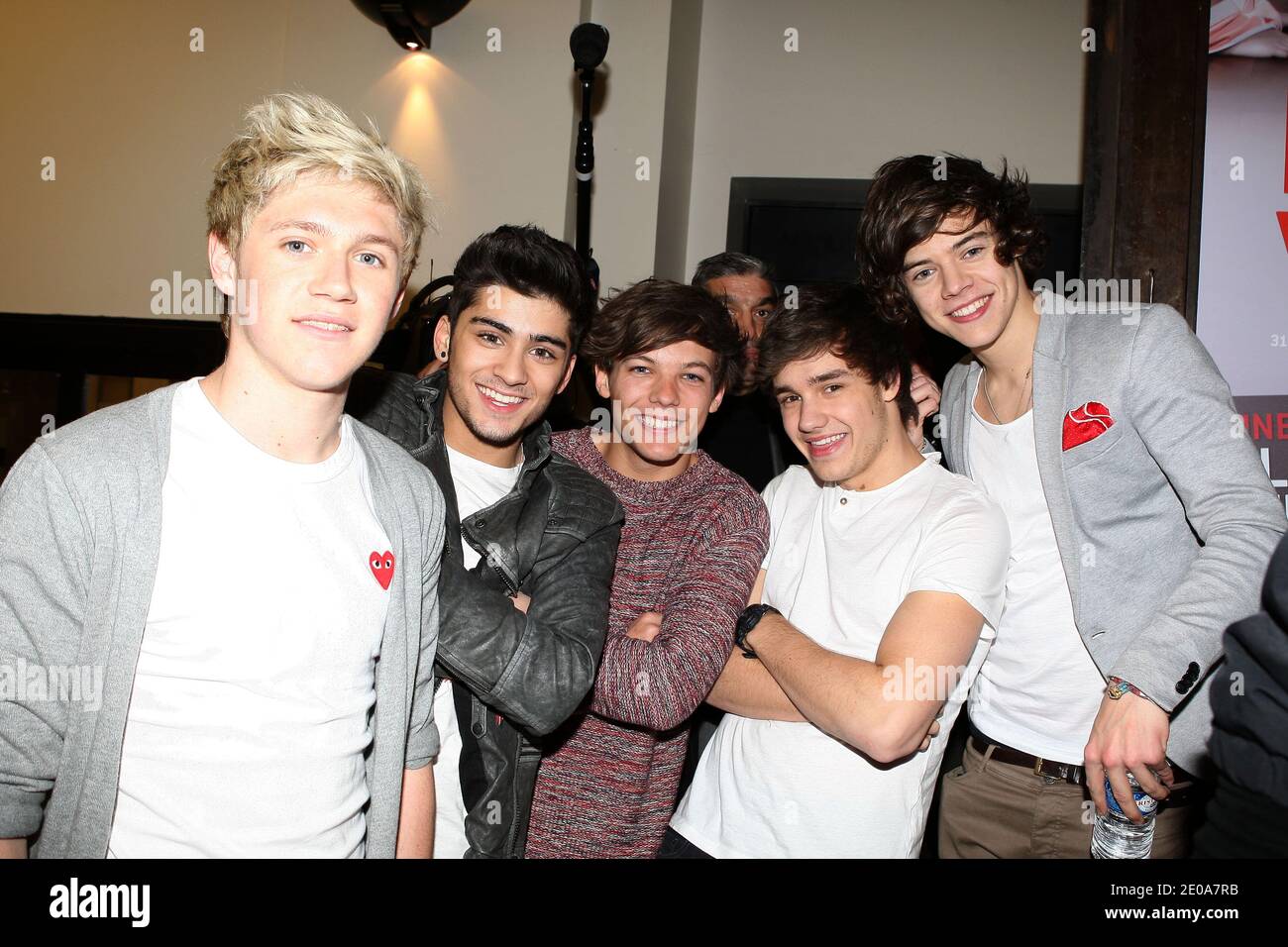 Niall Horan Zayn Malik Louis Tomlinson Harry Styles And Liam Payne Of One Direction Meet Fans During A Photocall At Virgin Champs Elysees In Paris France On February 14 12 Photo By