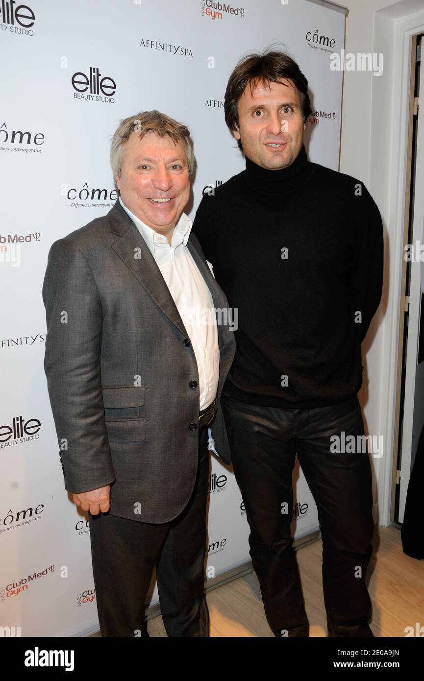 Fabrice Santoro and Franck Gueguen(Club Med Gym Chairman and CEO) attending  Club Med Gym (Waou porte Maillot) affinity SPA and Come canteen opening  party, in Paris, France, on February 16, 2012. Photo