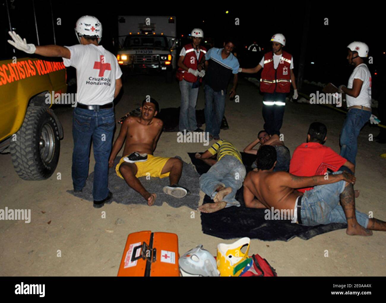 Inmates after the fire at the prison in Comayagua, Tegucigalpa
