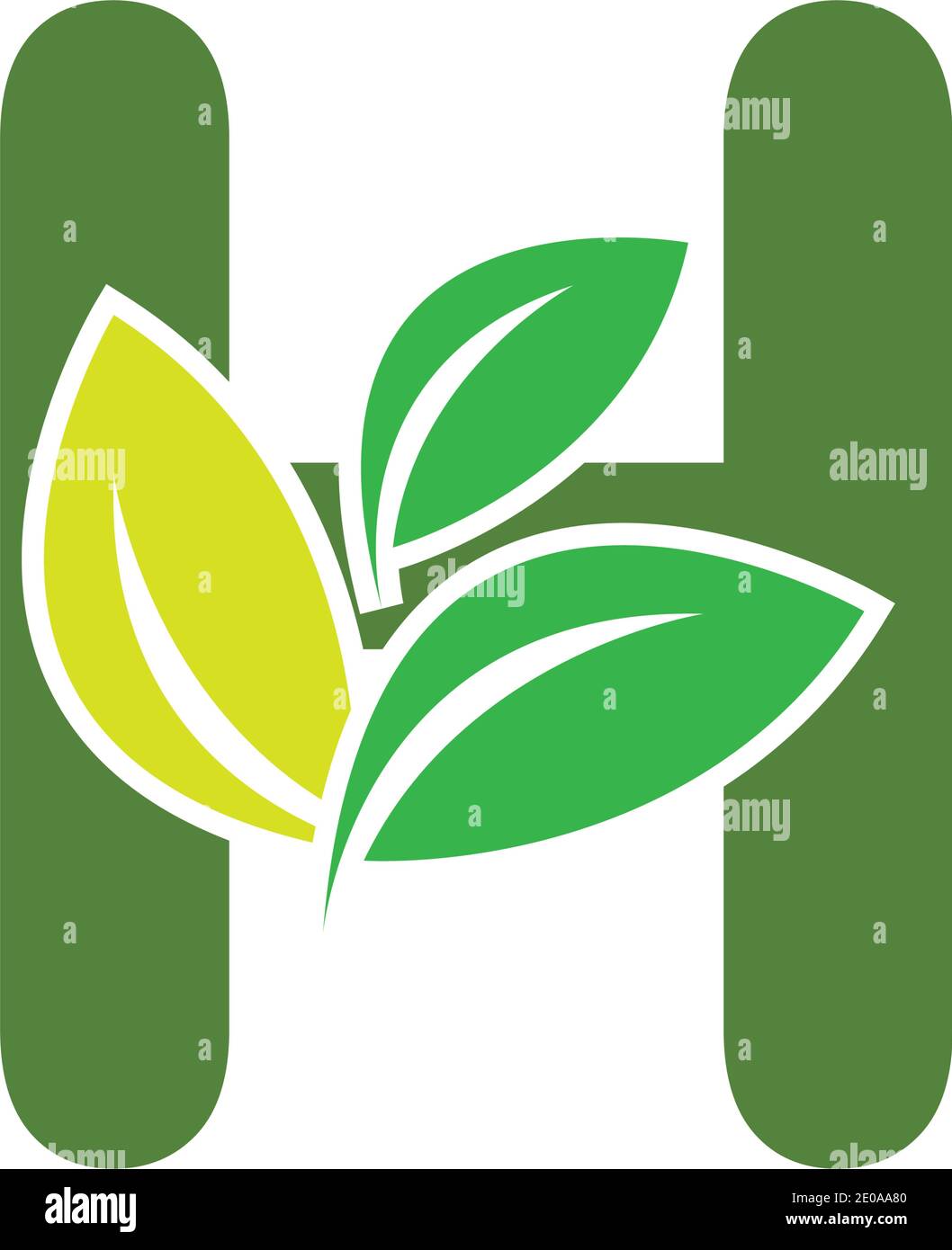 Letter H eco leaves logo icon design template elements Stock Vector ...