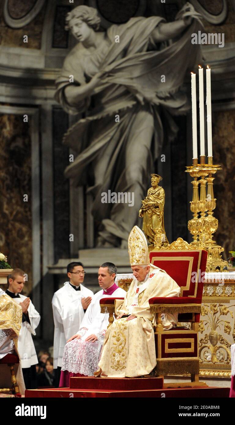 Pope Benedict XVI celebrates a mass in solemnity of the chair of St ...