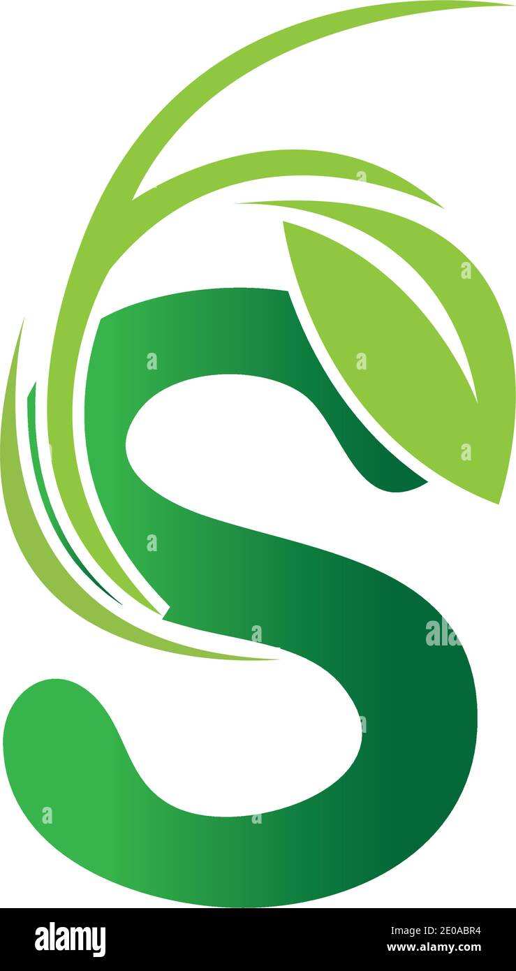 Letter S With Leaf Nature Initial Logo Design Template Vector ...