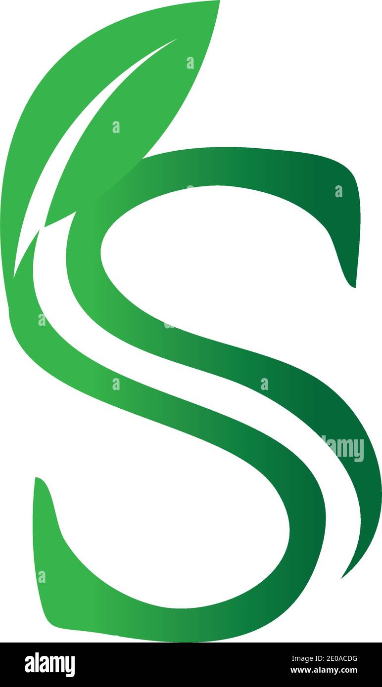 Letter S With Leaf Nature Initial Logo Design Template Vector ...