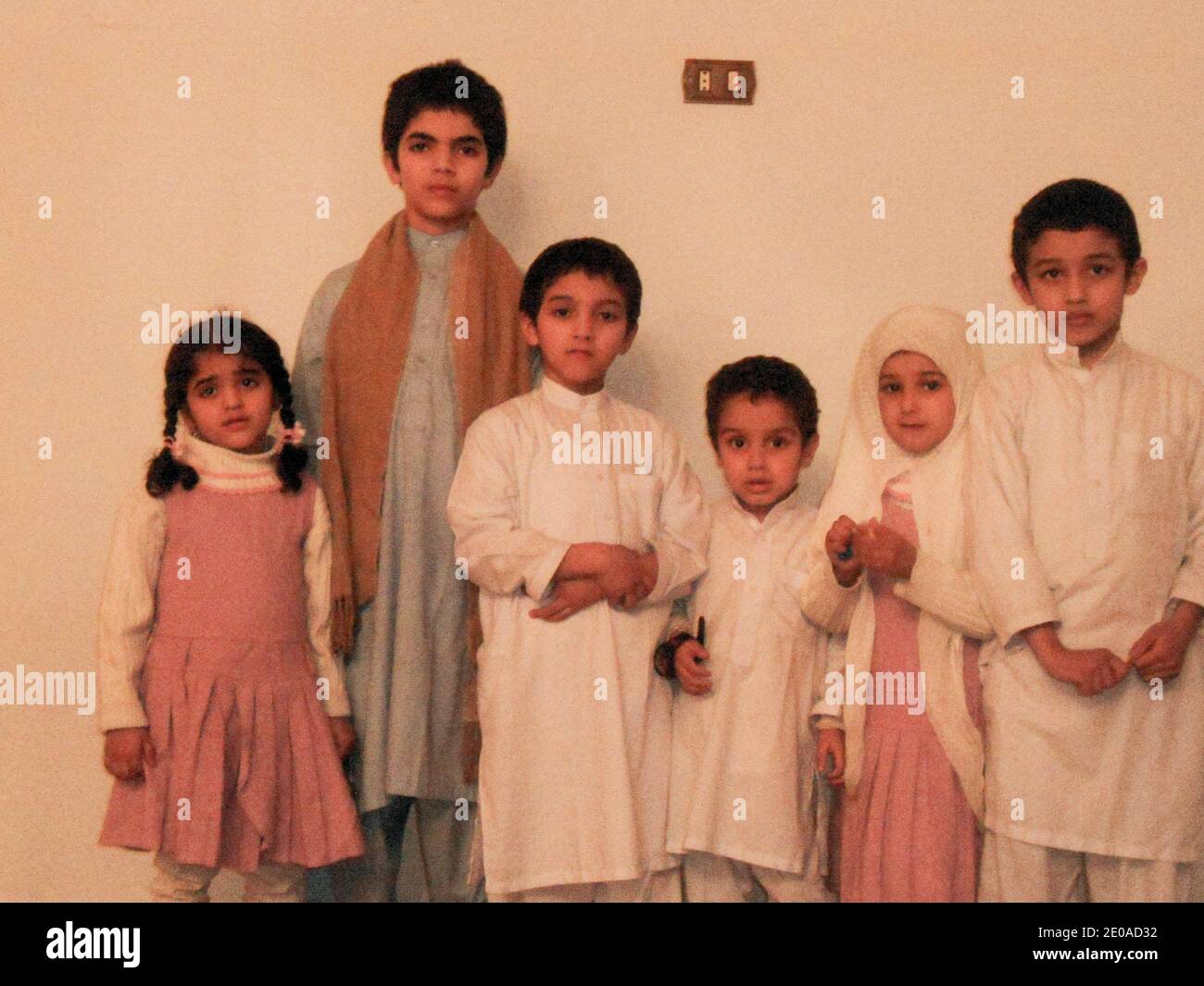 Please hide children faces prior to the publication Undate picture of the  Bin Laden's sons in Pakistan. Since three months ago Amal al- Sadah, the  Yemen widow of Osama Bin Laden, and