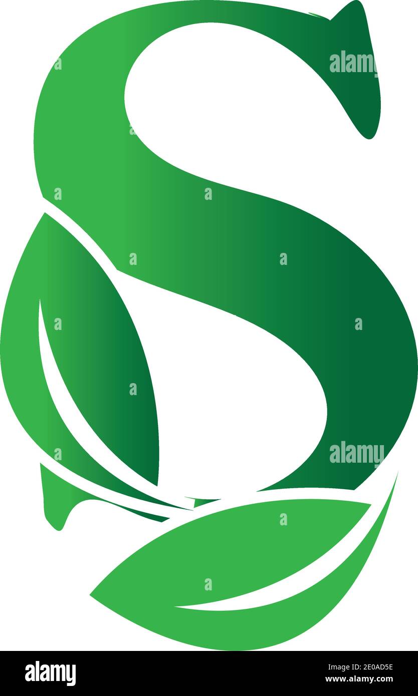 Letter S With Leaf Nature Initial Logo Design Template Vector ...