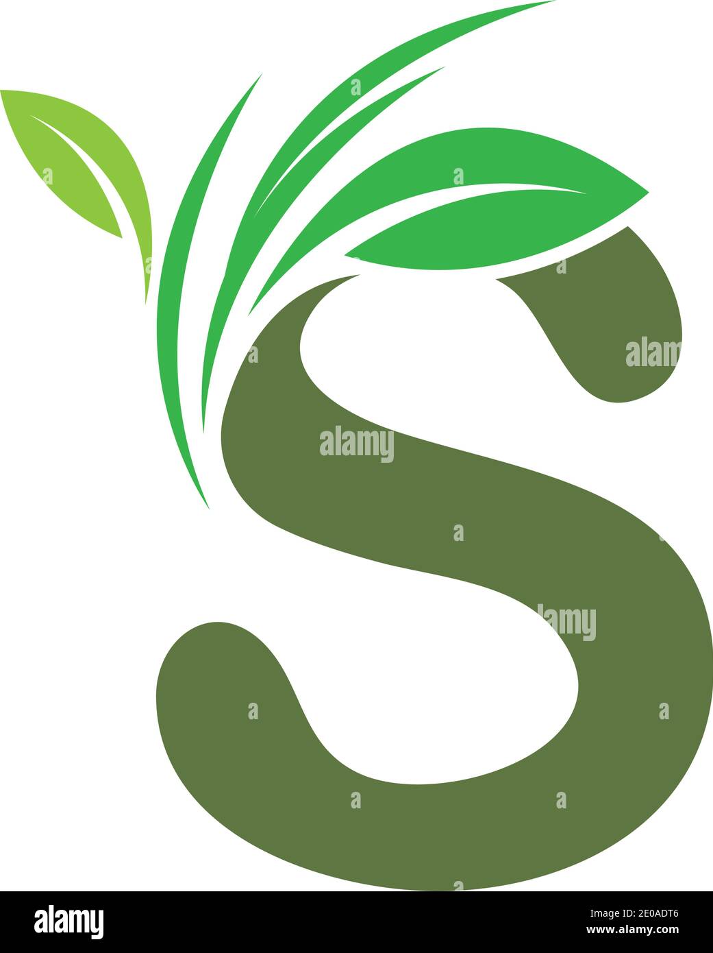 Letter S With Leaf Nature Initial Logo Design Template Vector ...
