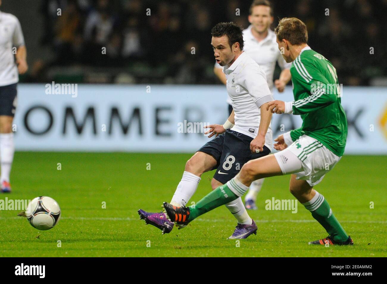 France's Mathieu Valbuena during the international Friendly soccer match, Germany vs France at the Weser stadium in Bremen, Germany on February 29, 2012. France won 2-1. Photo by Henri Szwarc/ABACAPRESS.COM Stock Photo
