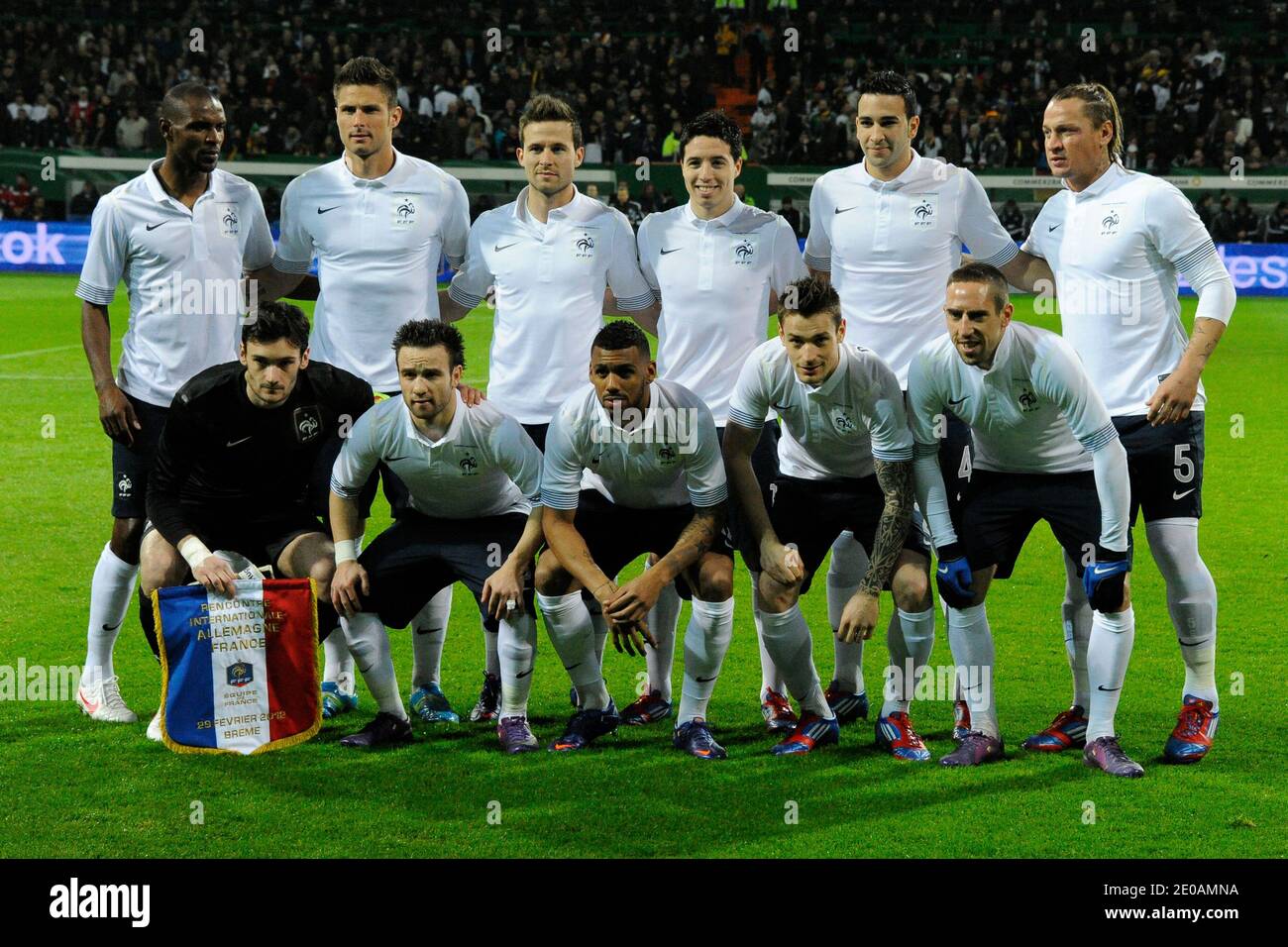 France's team group during the international Friendly soccer match, Germany vs France at the Weser stadium in Bremen, Germany on February 29, 2012. France won 2-1. Photo by Henri Szwarc/ABACAPRESS.COM Stock Photo