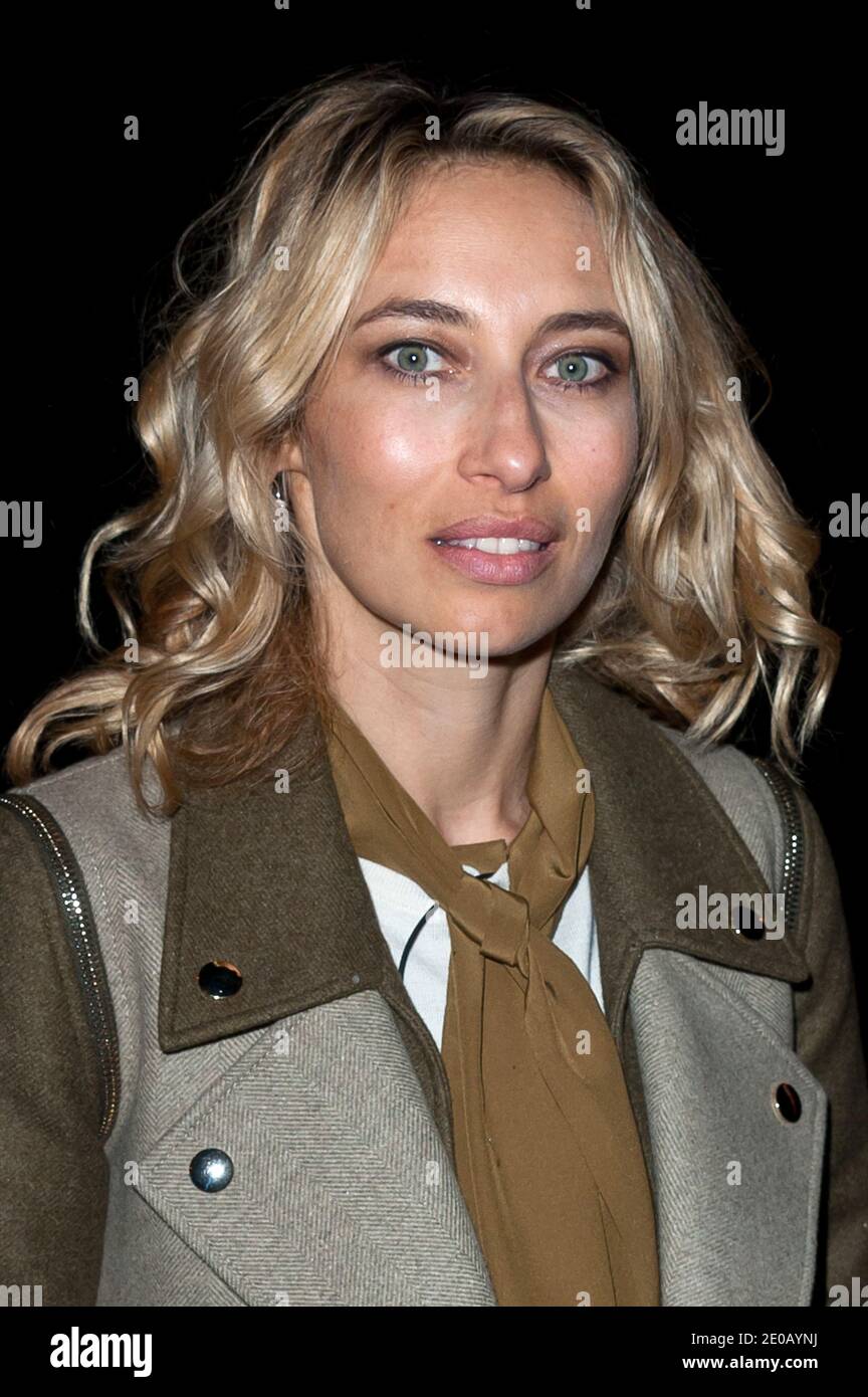 Alexandra Golovanoff arriving at the Yves Saint-Laurent fashion show as