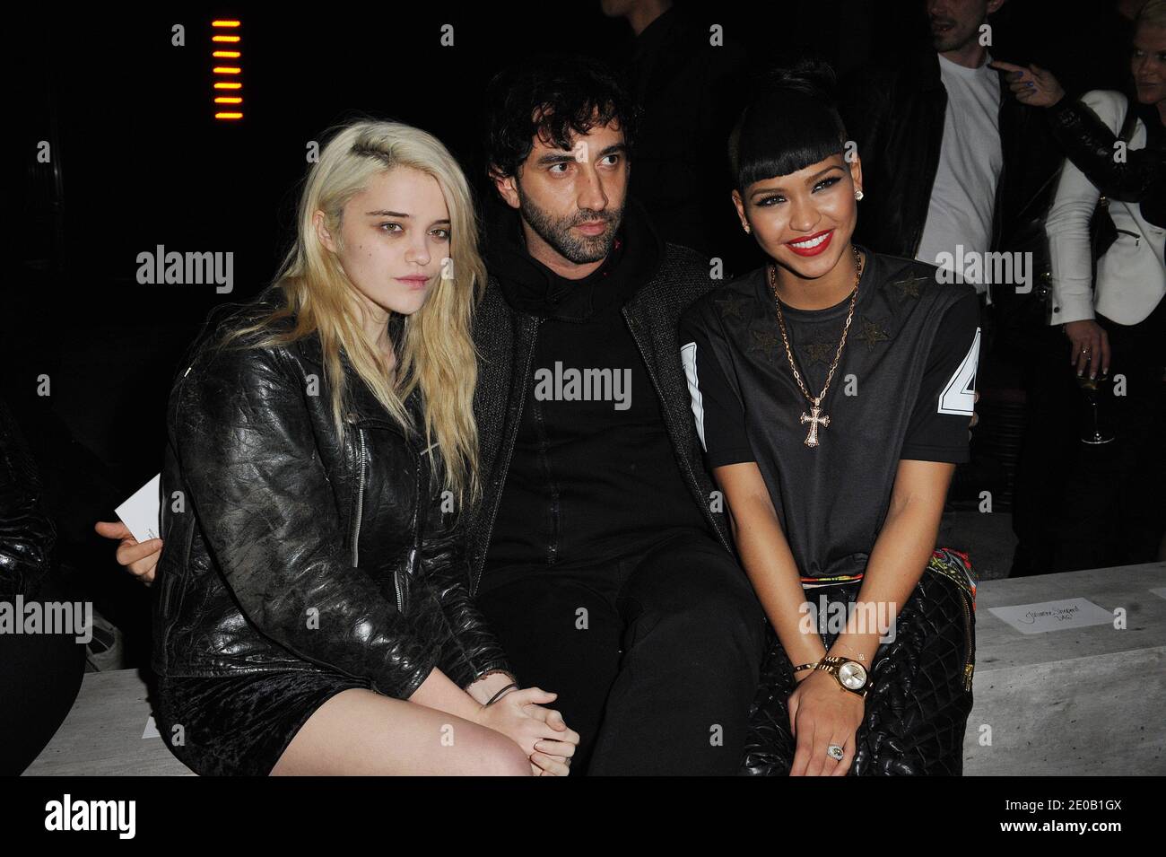 Sky Ferreira, Ricardo Ticci and Cassandra Ventura aka Cassie attend Kanye West Fall-Winter 2012-2013 Ready-To-Wear collection show held at La Halle Fessynet in Paris, France, on March 6, 2012. Photo by Giancarlo Gorassini/ABACAPRESS.COM Stock Photo