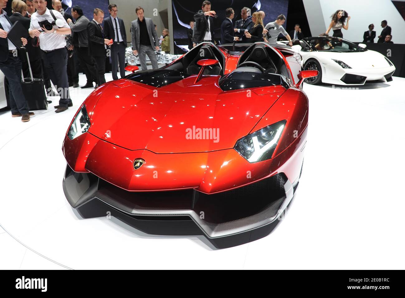 Lamborghini Aventador J on display at the 82nd International Motor Show and  Accessories of Geneva, Switzerland on March 7, 2012. Photo by  Loona/ABACAPRESS.COM Stock Photo - Alamy